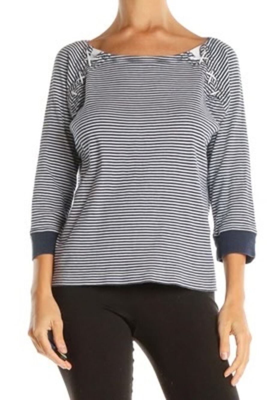 Lauren Ralph Lauren Striped Shirt Women's Size 2XL Nautical Classic Prep Blue